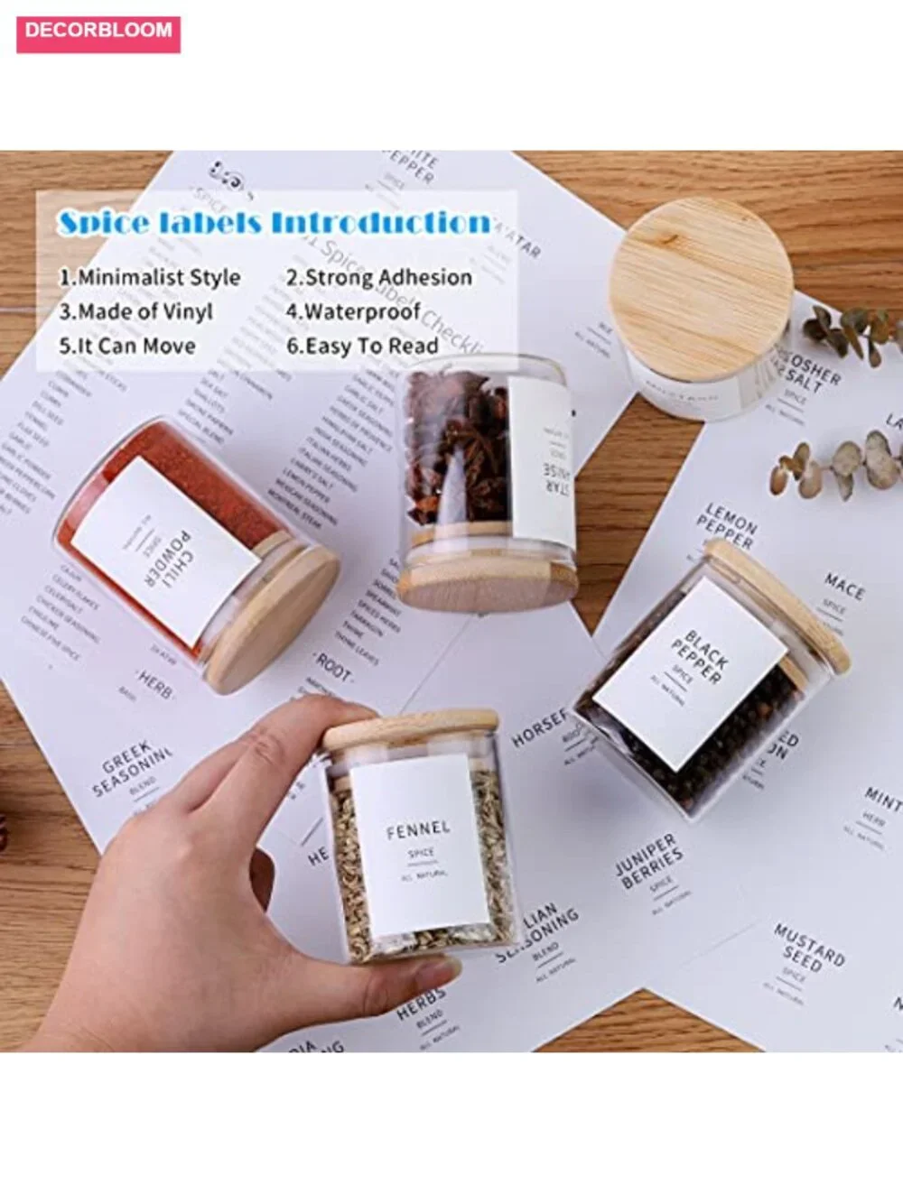 20 Pcs 4oz Glass Spice Jars with Bamboo Lids Airtight